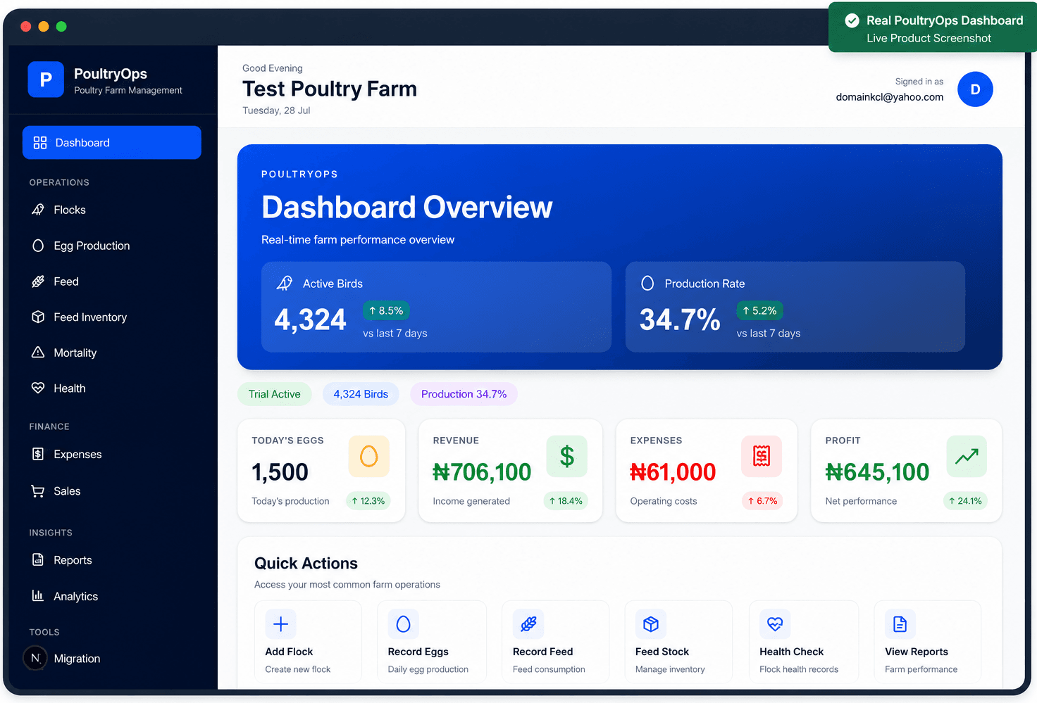 PoultryOps Dashboard